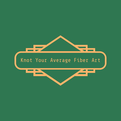 Knot Your Average Fiber Art logo on dark green background, representing unique fiber art gift cards.
